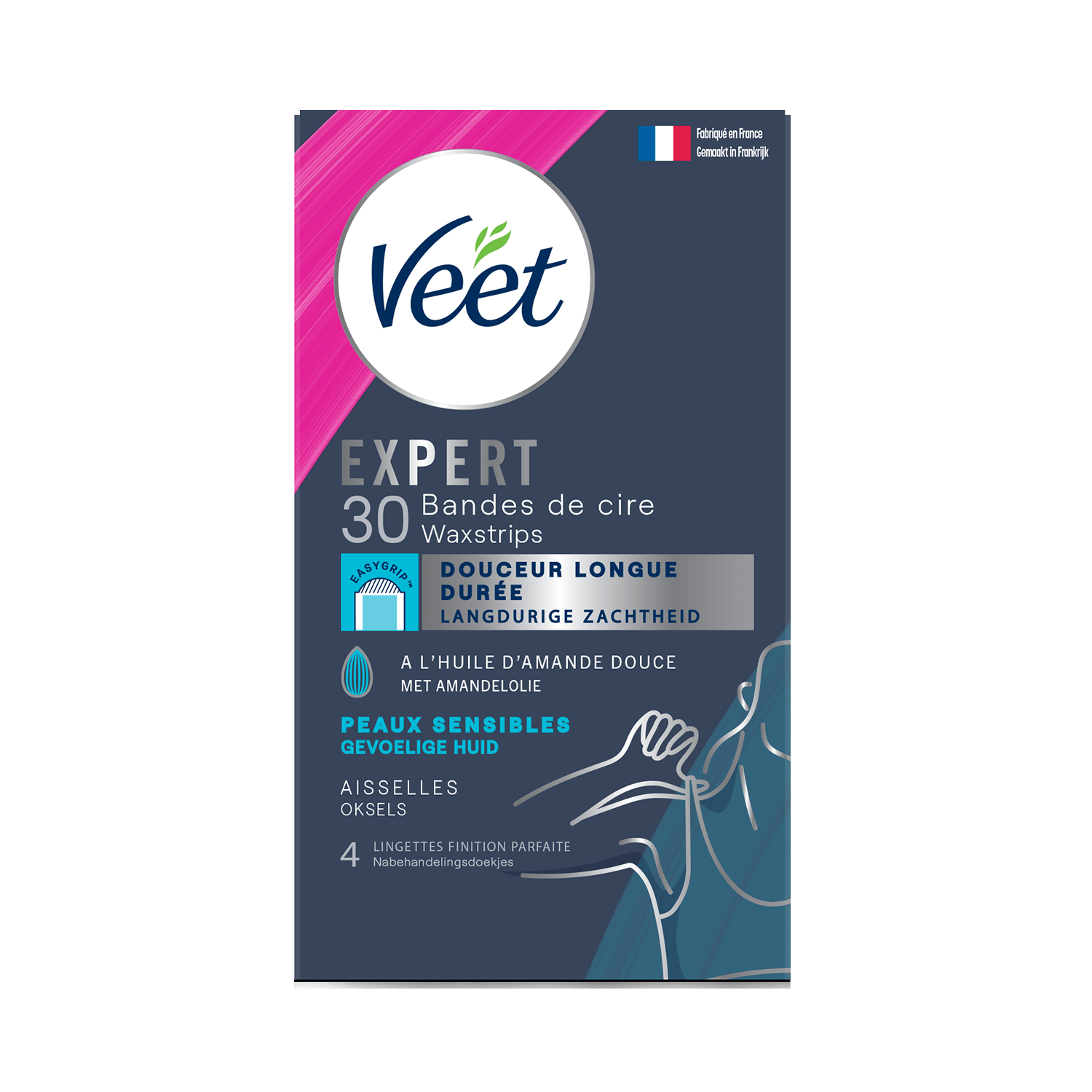 Veet Expert Bandes de cire froide peaux sensibles – Aisselles x30 | Veet